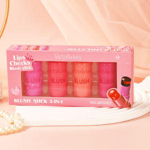 【local stock】Victoria Key 3-in-1 Milk Jelly Tint Facial Blusher Wand Moisturized Long Lasting Matte Rouge Cheek Contour Lipstick Sticker Beauty Makeup