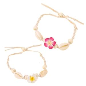 Distinctive Woven Beach Anklet with Floral Charm Stylish Adjustable Cotton Rope Foot Chain for Women Girls