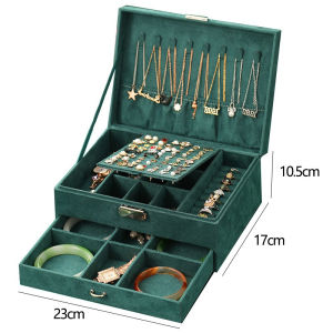 Premium Jewelry Box with Glass Lid Jewellery Organizer Drawers necklace rings earring watch storage