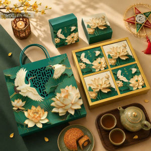 [Hỏa Tốc HCM] Set Bánh Trung Thu 4 Vị Chay HOẶC Có Trứng 150g Truyền Thống Làm Quà Tặng Biếu (Được Chọn Mẫu Hộp)