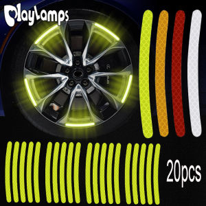 20pcs Car Wheel Hub Reflective Sticker Tire Rim Reflective Strips Luminous Sticker for Night Driving Car-Styling Accessories