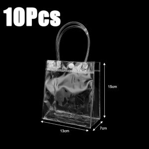 1/10Pcs PVC Transparent Gift Bags Multifunction Transparent Bags Pvc Shopping Bags Party Favors Bags Clear Plastic Gift Bags Womens Shoulder Handbag Wedding Gift Packaging Boxes with Handles