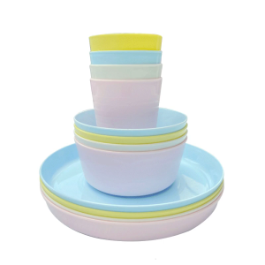12 Pack Dinnerware Set Eco-Friendly Plate Bowl and Cup Set Sturdy and Lightweight Tableware Set for Children and Adult