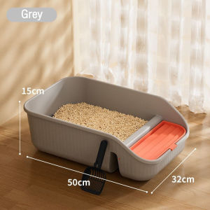 Cat Litter Box Pet Toilet Semi-enclosed With Scooper Thicken Large Space with High Sides Poop TrayS1