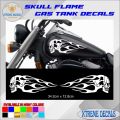 2Pcs Universal Motorcycle Gas Fuel Oil Tank Skull Flame sticker waterproof. 
