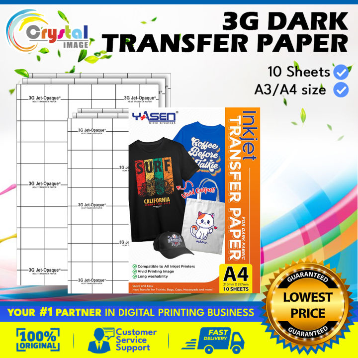 10PCS 3G JetOpaque Dark Transfer Paper ( A4 / A3 Size ) Dark Transfer