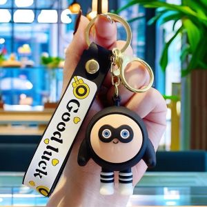 Cute Cartoon Bear Character Keychain Silicone Bag Charm Decorative Pendant for Keys and Backpacks