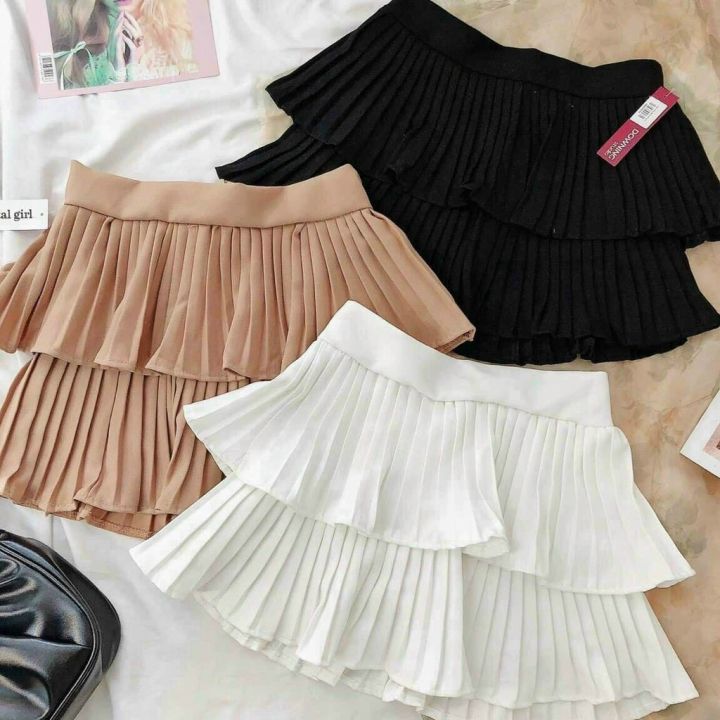 Chân váy NỮ xếp ly 2 tầng PHỒNG quảng châu cao cấp