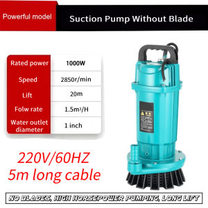 Sewage Submersible Pump Cutting Sewage Pump  Household High Lift Water Booster Pump Jet Pump Cutting Type Water Pump (2HP) Dirty Water Submersible Pump Sewage Agricultural Pump Irrigation Water Pump 220V/1000W
