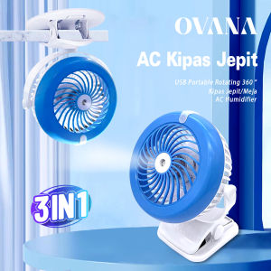 Mini Fan Portable 360° - Kipas Angin Meja Multifungsi dengan Lampu LED dan Kolak Kecepatan 3-4 - Plastik