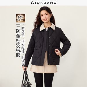 Giordano Women Triple-protection corduroy collar down jacket Free Shipping 05376702