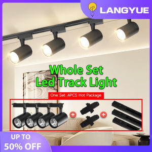 LANGYUE Whole Set Led Track Light Lamps 12/20/30/40W Track Lighting System COB LED Track Rail Spot Light for Clothing Store /Hotels/Home Track Light for Ceiling