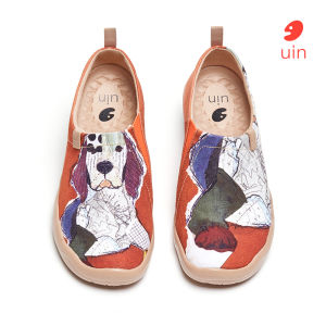 UIN Toledo I Women Canvas Art Painted Travel Shoes Round Toe Slip on Lightweight Loafers Cute Pet Series
