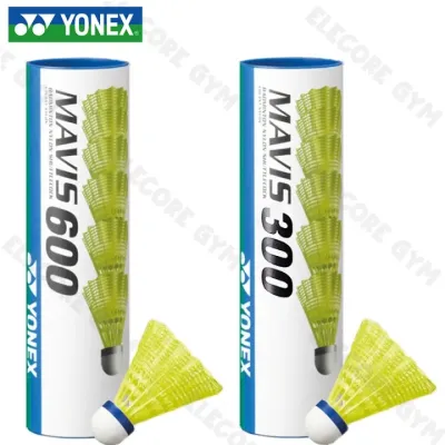 YONEX Plastic Shuttlecock MAVIS 300 350 500 600 2000 PLASTIC NYLON BADMINTON BLUE CAP MEDIUM SPEED SHUTTLECOCKS (6 PIECES)