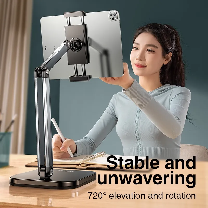 RTAKO Original Height Adjustable Phone and Tablet Stand Carbon steel four-axis stabilization 720° omnidirectional adjust Compatible with iPhone and Android phones 911JD