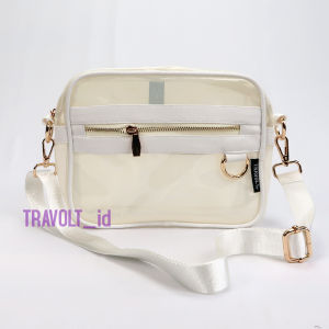 Premium Sling bag List Kulit - Tas Selempang Transparan - Hitam Kulit - Travolt - Tas PVC Mika Tebal - Tas Konser KPOP - Miyoung