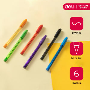 Deli Colorful Smooth Writing Ballpoint Pen Mini Tip 0.7mm 6pcs/set Q69-6