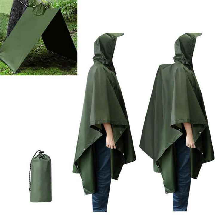 Rain Cape 3 in 1 Rain Poncho Multifunctional Raincoat Adult Waterproof  Reusable Rain Hooded Poncho with Storage Bag for Hiking Riding Fishing  Travel Outdoor Activity