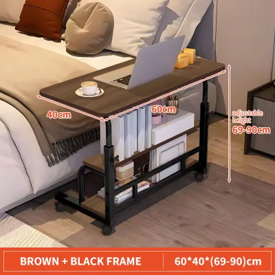 Laptop Table 3Tier Liftable Table With-Wheels Bedroom Study Table Movable Computer Desk