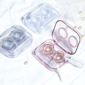 Cute Transparent Contact Lens Case No Screw Cap Portable Convenient Clean Hygienic All-in-one Case