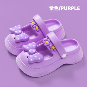 New Fashion Kids Sandals Mary Thick sole Shoe Girls Ribbon Kasut Budak Perempuan Sandal Budak Baru Ringgan 女童时尚百搭洞洞鞋