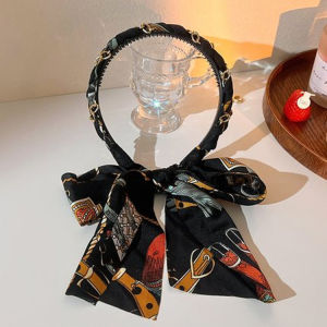 Vintage Bow Ribbon Headband Retro Chain Headband Hair Band Ribbon Headdress Ribbon Braided Bow Knot Hair Hoop Hair Accessories