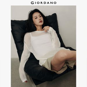 Giordano Women Semi-sheer crewneck loose sweater Free Shipping 05355318