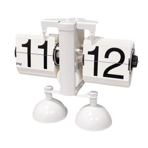 TEWUB Nordic Style Automatic Flip Clock Portable Mechanical Vintage Metal Clock European Style Internal Gear Operated Desk Flipping Clock Home Decor