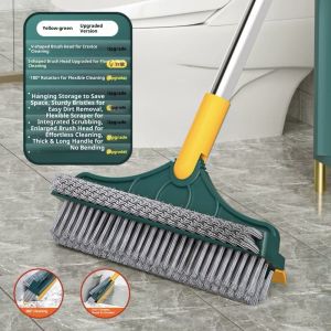 Bàn chải lau sàn xoay jiashi 120 ° với chức năng chà hai chức năng và cạo nước cho phòng tắm gạch góc và bề mặt kính