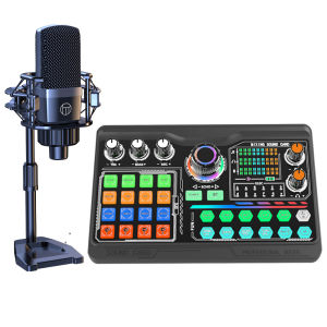 Zealsound Professional Podcast Microphone SoundCard Kit for PC Smartphone Laptop Computer Vlog Recording Live Streaming P300