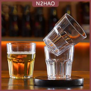 N2HAO Cốc uống whisky bằng acrylic không vỡ cốc bia trong suốt cốc nhựa dùng cho cà phê sữa bữa sáng ly đựng rượu mạnh dụng cụ uống nước cốc đựng nước trái cây trà