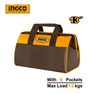 INGCO 13 Inch Tool Bag Organizer with Wide Mouth Water-proof Multi-use Tool Tote Bag HTBG281328