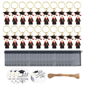 20pcs Zinc Alloy Keychains Graduate Key Rings with Bag Graduation Souvenirs For Educators Students Nurses Boys Girls