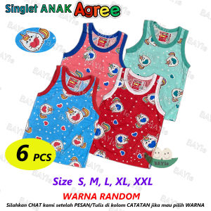 BAYIe - 6 PCS Kaos Singlet/Kutung Bayi/Anak Laki/Perempuan Motif UNICORN SG-SM004 AGREE KIDS Size S M L XL XXL
