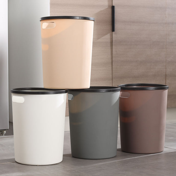 Plastic Household Trash Can Without Lid Pressure Ring Bathroom Waste ...