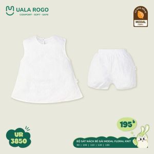 Bộ ba lỗ bé gái Ualarogo sát nách quần cộc dáng bồng 2-7 tuổi vải Modal Floral Knit mềm mại 3850