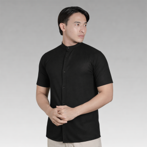 Kemeja Hitam Pria Casual Lengan Pendek Slim Fit Anti Kusut Nyaman dan Lembut - Stylelaki LAPIQUE