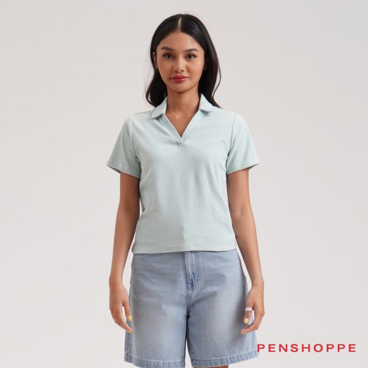 Relaxed Fit Penshoppe Polo For Female Penshoppe Regular Fit Waffle