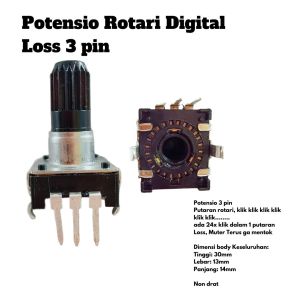 Potensio Rotari Digital Loss 3 pin Rotary Klik Kaki 3 Tekuk Putar Terus