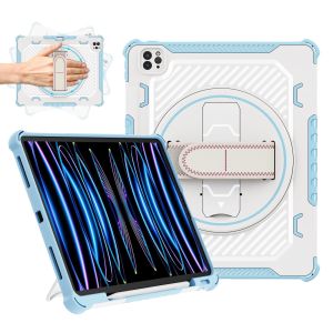360° Stand & Hand Strap & Pencil Holder Dual Layer Shockproof Protective Case for iPad Pro 11 inch 13 inch 2025 2024iPad Air 11/13 inch M4 M3 M2iPad 11th 10th 9th 8th 7th 6th 5th GenMini 7 6Air 54