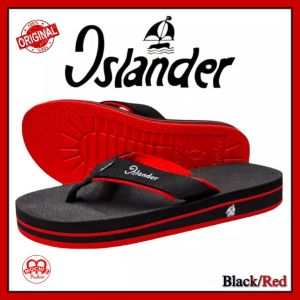Islander Mens Classic Black/Red Original Non-Slip soles comfortable slippers (Makapal)