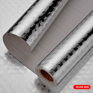 【DAILY ESSENTIAL】 Oil-Proof Kitchen Self-Adhesive Aluminum Foil Heat-Resistant Wall & Cabinet Protector