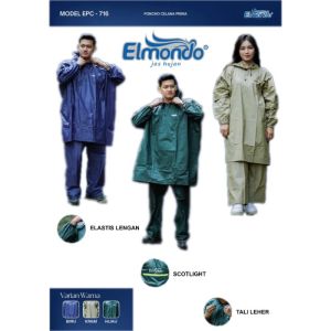 Jas Hujan Baju Jaket Ponco Poncho Lengan Celana Dewasa Kualitas Bahan Tebal Elmondo Prima 716 Raincoat