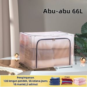 Storage Box66L 110L kotak penyimpanan serbaguna Multifungsi Frame Baja Baju Penyimpanan tahan air Kotak Penyimpanan Tempat Pakaian Liter Penyimpanan Serbaguna Organizer Kotak Mainan Perlengkapan Rumah/box baju multifungsi