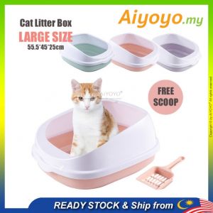 EXTRA BIG High Fence Cat Litter Box Hooded Cat Toilet Tandas Kucing Cat Litter Tray Bekas Pasir Kucing Cat Sand Box