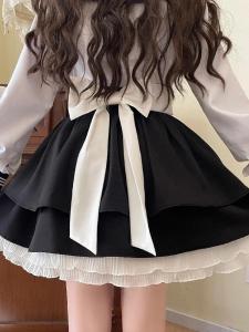 Nhật Bản Nơ Lolita Phong cách Kawaii Váy Phụ nữ Màu đen Xù dễ thương Váy mini Nữ Thời trang Hàn Quốc Váy công chúa cạp cao 20262026