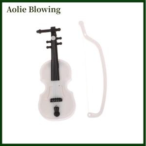Aolie Mini Miniature Violin Simulation Violin Handmade Desktop Violin Decoration Odorless Doll House Accessories