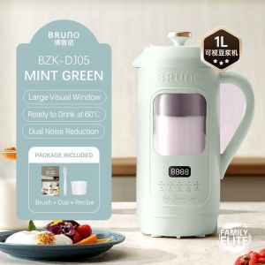 เครื่องทำนมถั่วเหลือง BRUNO (1000มล.) เครื่องปั่นความเร็วสูงโปรเซสเซอร์อาหารอเนกประสงค์ไซโตเดิร์มเครื่องจักรทำลายการออกแบบหน้าต่างแบบโปร่งใสภาพเครื่องทำน้ำเต้าหู้