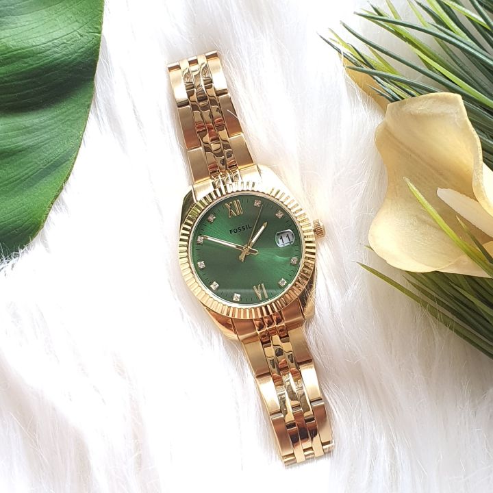 Green fossil watch women's sale