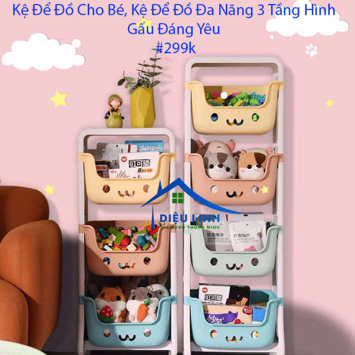 Kệ Để Đồ Cho Bé, Kệ Để Đồ Đa Năng 3 Tầng Hình Gấu Đáng Yêu | Lazada.vn